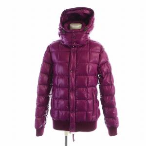 AKM ダウンジャケット ジップアップ ロゴ フード 長袖 M 紫 GY19 /MQ