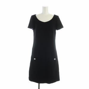 ワンピース 半袖 ロング ロゴ ジップアップ 36 XS 黒 ブラック GY19 /MQ