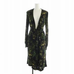 ロング カーディガン 長袖 総柄 ロゴ リボン S 黒 ブラック GY19 /MQ