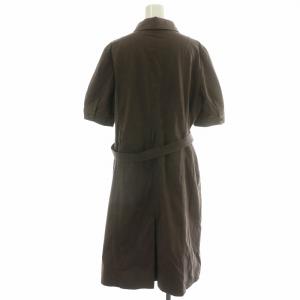 Salvatore Ferragamo シャツワンピース ロング 半袖 レギュラーカラー チェーンベルト ガンチーニ 茶 ブラウン /MP GY19