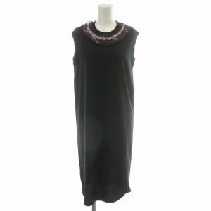 ワンピース ロング ノースリーブ ビジュー ダメージ加工 黒 ブラック 紫 パープル 銀 シルバー /MP