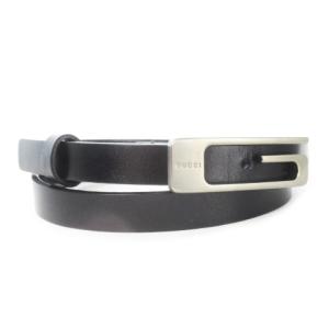 細ベルト レザー 革 ロゴバックル Gロゴ 黒 ブラック /CK19 GY19
