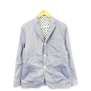 2011年製 テーラードジャケット 総裏地 センターベント オックスフォード生地 XS 青 ブルー HI-JO19