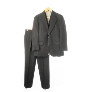 シングルスーツ 3ピース 3点セット テーラードジャケット ベスト ジレ スラックスパンツ ストライプ
