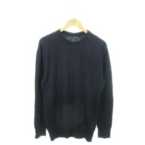 WARDROBE ニット セーター クルーネック 長袖 ウール 切替 46 S 紺 ネイビー /MN7