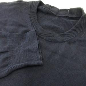 JIL SANDER WARDROBE ニット セーター クルーネック 長袖 ウール 切替 46 S 紺 ネイビー /MN7