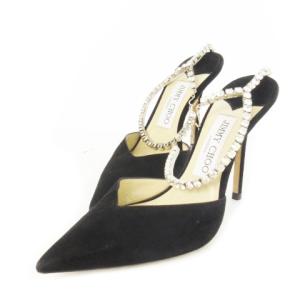 パンプス アンクルストラップ ビジュー ハイヒール ポインテッドトゥ スエード ラインストーン フォーマル