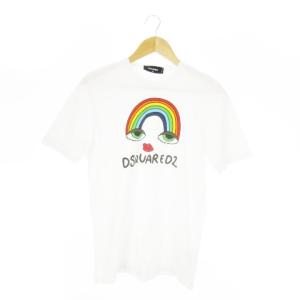 22SS 半袖Tシャツ クルーネック コットン プリント レインボー ロゴ M 白 ホワイト /AO12