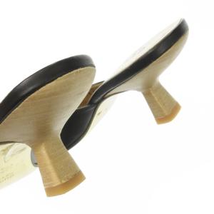 GUCCI ミュール ミドルヒール スクエアトゥ 切替 ベルトデザイン ロゴ 36C 23cm 黒 ブラック /MN5