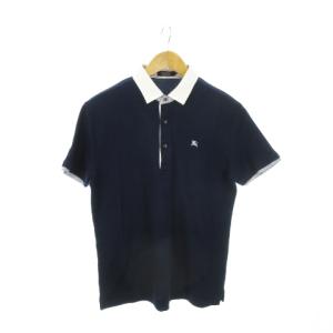 ポロシャツ 鹿の子 半袖 切替 ストライプ ロゴ刺繍 3 L 紺 ネイビー /MN20 GY19