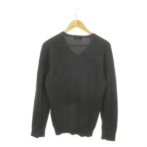 BURBERRY BLACK LABEL ニット セーター Vネック 長袖 カシミヤ ライン ロゴ刺繍 2 M 黒 ブラック ピンク /MN18