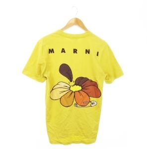 21SS 半袖Tシャツ クルーネック コットン フローラルプリント ロゴ 44 S 黄 イエロー HUMU0205P0