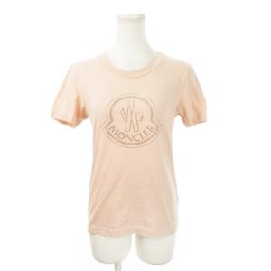 23SS Tシャツ カットソー ラウンドネック 半袖 ラインストーン ロゴ 小さいサイズ XS ピンクベージュ