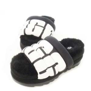 マキシスライドロゴサンダル サンダル 厚底 ボア ムートン ロゴ 24.0cm 黒 ブラック /CK4