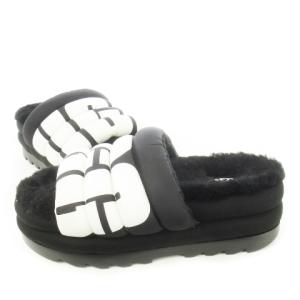 UGG マキシスライドロゴサンダル サンダル 厚底 ボア ムートン ロゴ 24.0cm 黒 ブラック /CK4