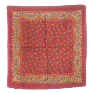 スカーフ スクエア シルク 絹 チーフ ペイズリー 総柄 ロゴ 赤 レッド ボルドー /CK22 GY19
