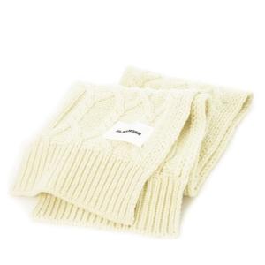 マフラー ニット ケーブル編み リブ ロゴ 白 アイボリー /CK20 GY19