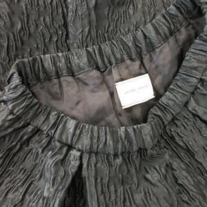 UNITED ARROWS フレアスカート コクーン ミモレ ロング ジャガード 立体感 ウエストゴム タック 38 M 黒 ブラック