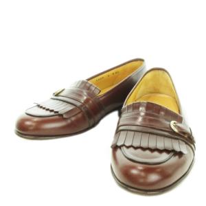 キルトローファー フリンジ ベルト レザー 革 6 23cm 茶 ブラウン /MN9 GY19