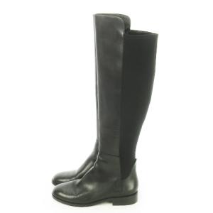 COLE HAAN GRANDSERIES ロングブーツ ローヒール レザー 切替 大きいサイズ 8B 25cm 黒 ブラック