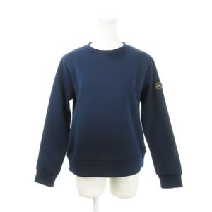 トレーナー スウェット クルーネック 長袖 ロゴ刺繍 ラバーワッペン ストレッチ M 紺 ネイビー /AH11