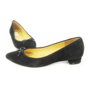 MACKINTOSH PHILOSOPHY MACKINTOSHPHILOSOPHY パンプス バレエ ローヒール アーモンドトゥ レザー 革 スエード リボン 24.5cm 黒 ブラック