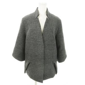 ショートコート テーラーカラー 七分袖 メルトン タック M グレー /AO11 GY19