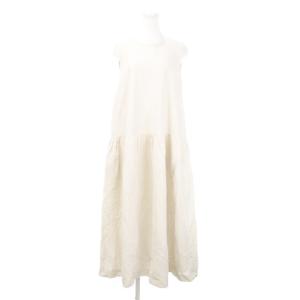 ロングワンピース ノースリーブ 切り替え コットン リネン 36 S グレージュ /AH20 GY19