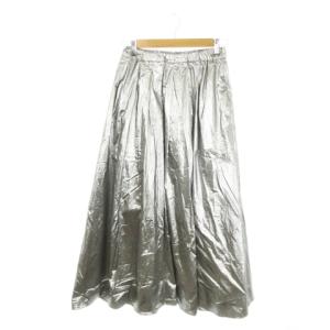 フレアスカート ロング ウエストゴム メタリック 38 S シルバーカラー /MN21 GY19