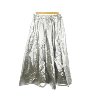 MAX MARA WEEKEND LINE フレアスカート ロング ウエストゴム メタリック 38 S シルバーカラー /MN21 GY19