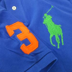 POLO RALPH LAUREN ポロシャツ 鹿の子 半袖 3 ビッグポニー 刺繍 XS 青 ブルー /MN20 GY19