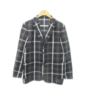 テーラードジャケット シアサッカー ノーベント チェック M 黒 ブラック /MN18 GY19