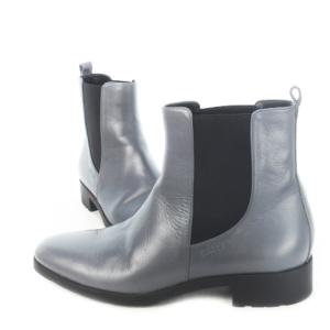 BALLY サイドゴアブーツ ショートブーツ レザー 革 ロゴ型押し 38 24.5cm グレー /CK2 GY19