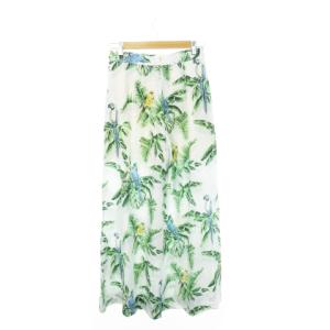 STELLA McCARTNEY ワイドパンツ シルク 絹 エアリー 鳥 オウム インコ リゾート ボタニカル リーフ 総柄 38 S?M