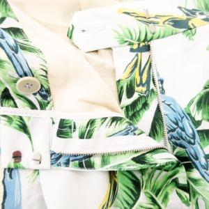STELLA McCARTNEY ワイドパンツ シルク 絹 エアリー 鳥 オウム インコ リゾート ボタニカル リーフ 総柄 38 S?M