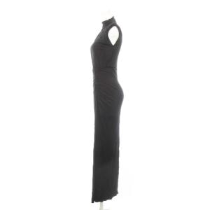 DIANE von FURSTENBERG ワンピース ドレス マキシ ロング ノースリーブ ハイネック ドレープ ギャザー 肩パット ストレッチ