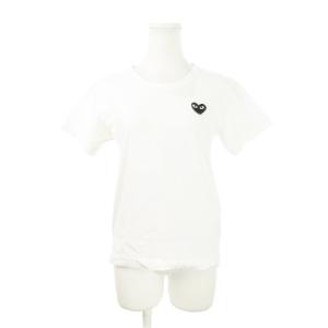 PLAY 半袖Tシャツ ラウンドネック ハート ロゴ ワッペン ワンポイント コットン M 白 ホワイト