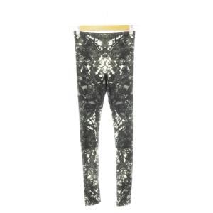 パンツ レギンス スパッツ レースプリント 総柄 S 黒 ブラック /AH7 GY19