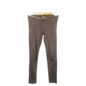 レザーパンツ レギンス ストレッチ 羊革 ラムレザー 40 L 茶 ブラウン /AH8 GY19