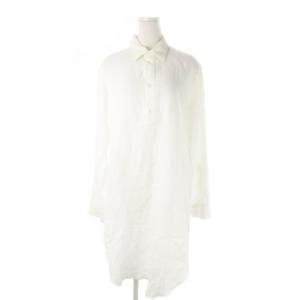 シャツ ワンピース シャツワンピ ロング プルオーバー 長袖 ハーフボタン サイドスリット リネン 麻