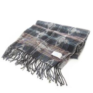 MAN マフラー フリンジ オーブ チェック ブラック