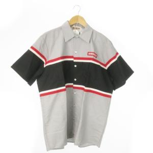 WORK SHIRTS ワークシャツ 半袖 配色 ロゴ L グレー AN19S-SH01 /AO18 GY01