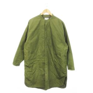 タイプライター キルティング オーバーシャツ ロングコート バンドカラー フロントボタン 中綿 ミリタリー