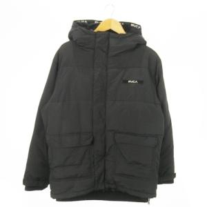 RVCA 中綿ジャケット ジップアップ フーディ ロゴ M 黒 ブラック /AO10 GY01