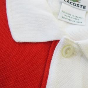 LACOSTE ポロシャツ 半袖 鹿の子 ロゴ刺繍 カナダ国旗 バイカラー 4 M 赤 レッド /AO18 GY01