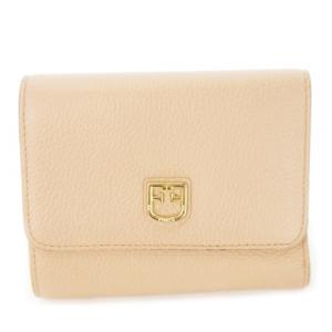 二つ折り財布 ウォレット 小銭入れあり ロゴ 刻印 レザー 革 シボ革 ピンク /CK26 GY01