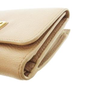 FURLA 二つ折り財布 ウォレット 小銭入れあり ロゴ 刻印 レザー 革 シボ革 ピンク /CK26 GY01