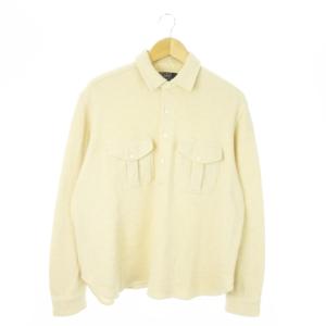 ヴィンテージ 長袖ニット セーター 襟付き ハーフボタン ダブルポケット LL ベージュ /AO15 GY01