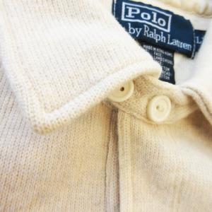 Polo by Ralph Lauren ヴィンテージ 長袖ニット セーター 襟付き ハーフボタン ダブルポケット LL ベージュ /AO15 GY01