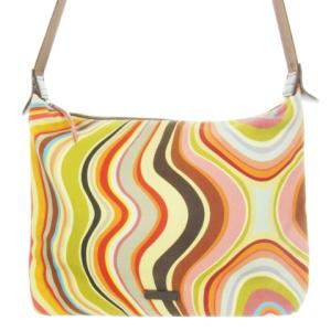 ショルダーバッグ キャンバス レザー 革 マルチストライプ ロゴ オレンジ /CK14 GY01